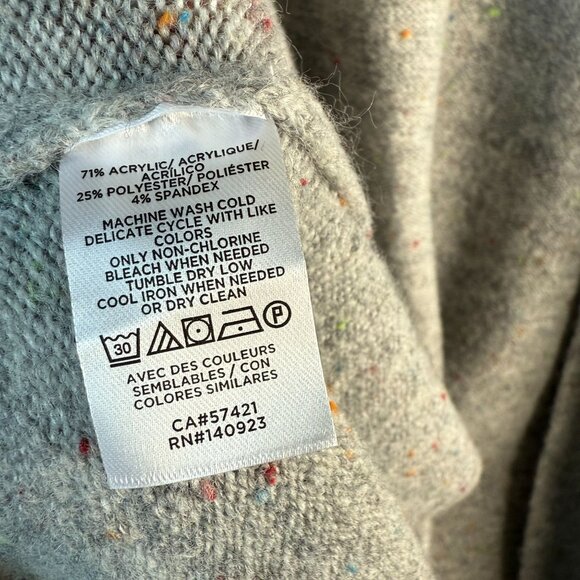 Loft Long Duster Coatigan NWT Open Front Pockets Rainbow Speckled Gray Size M - Picture 9 of 9